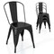 Set of 4 Metal Dining Chairs with Removable Backrest and Anti-slip Pads